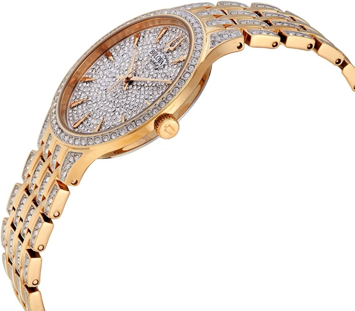 Men's Slim Crystal Accent Watch - Gold-Tone Stainless Steel, 30M Water Resistant