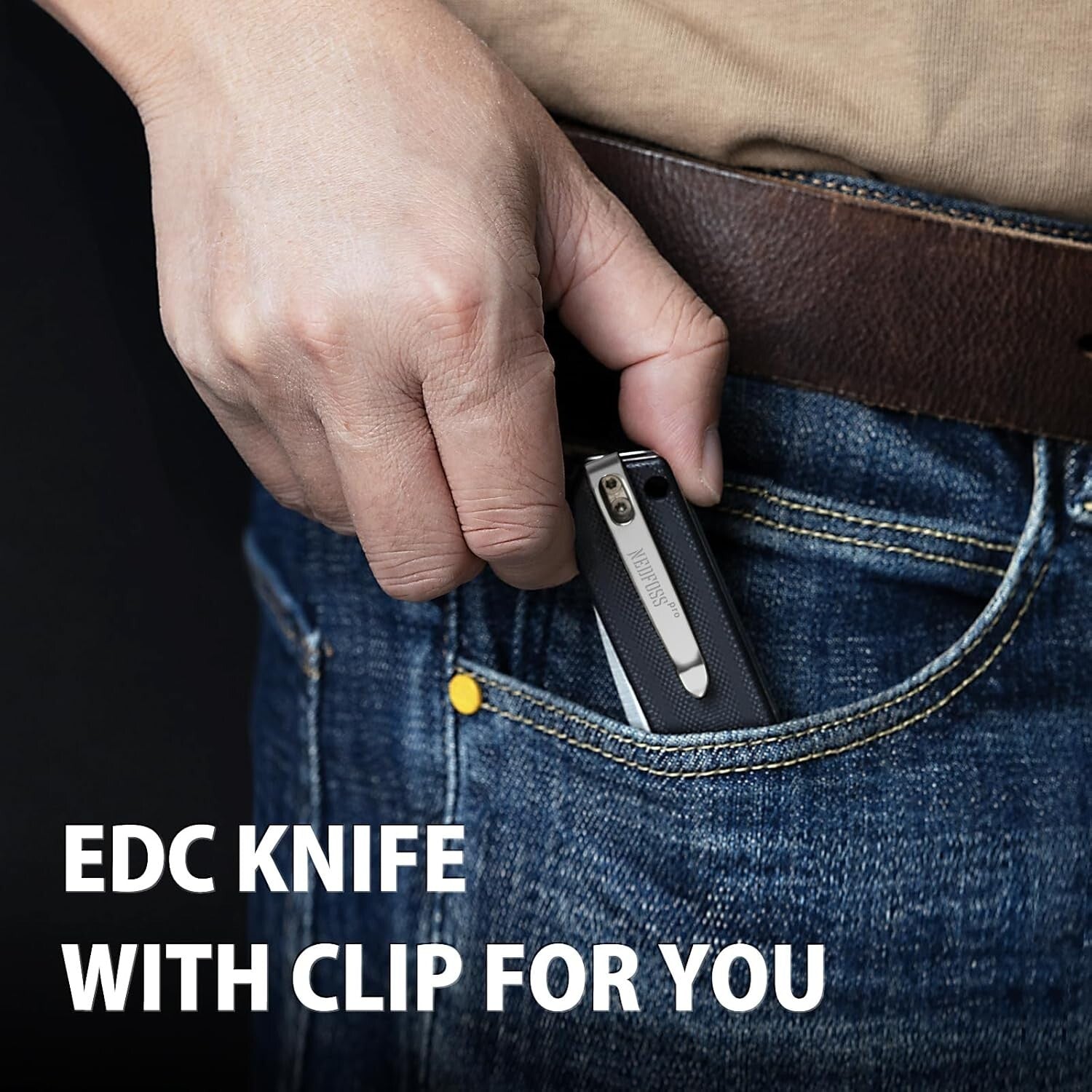 EDC Tactical Knife: 3.48" Blade with Button Lock & G10 Handle for Men & Women