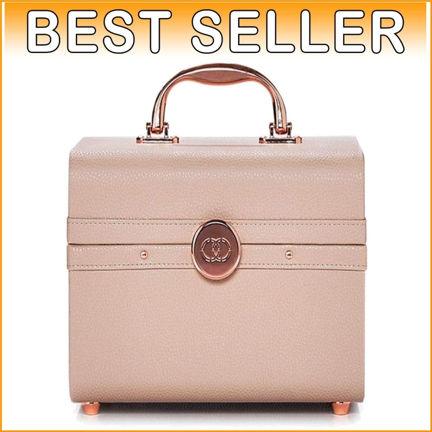 Elegant Vegan Leather Cosmetic Organizer with Trays & Mirror - Travel Essential