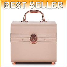 Load image into Gallery viewer, Elegant Vegan Leather Cosmetic Organizer with Trays &amp; Mirror - Travel Essential