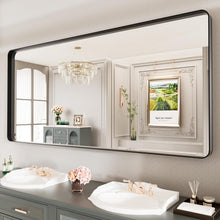 Load image into Gallery viewer, Versatile Horizontal or Vertical Black Metal Bathroom Mirror - Easy Install