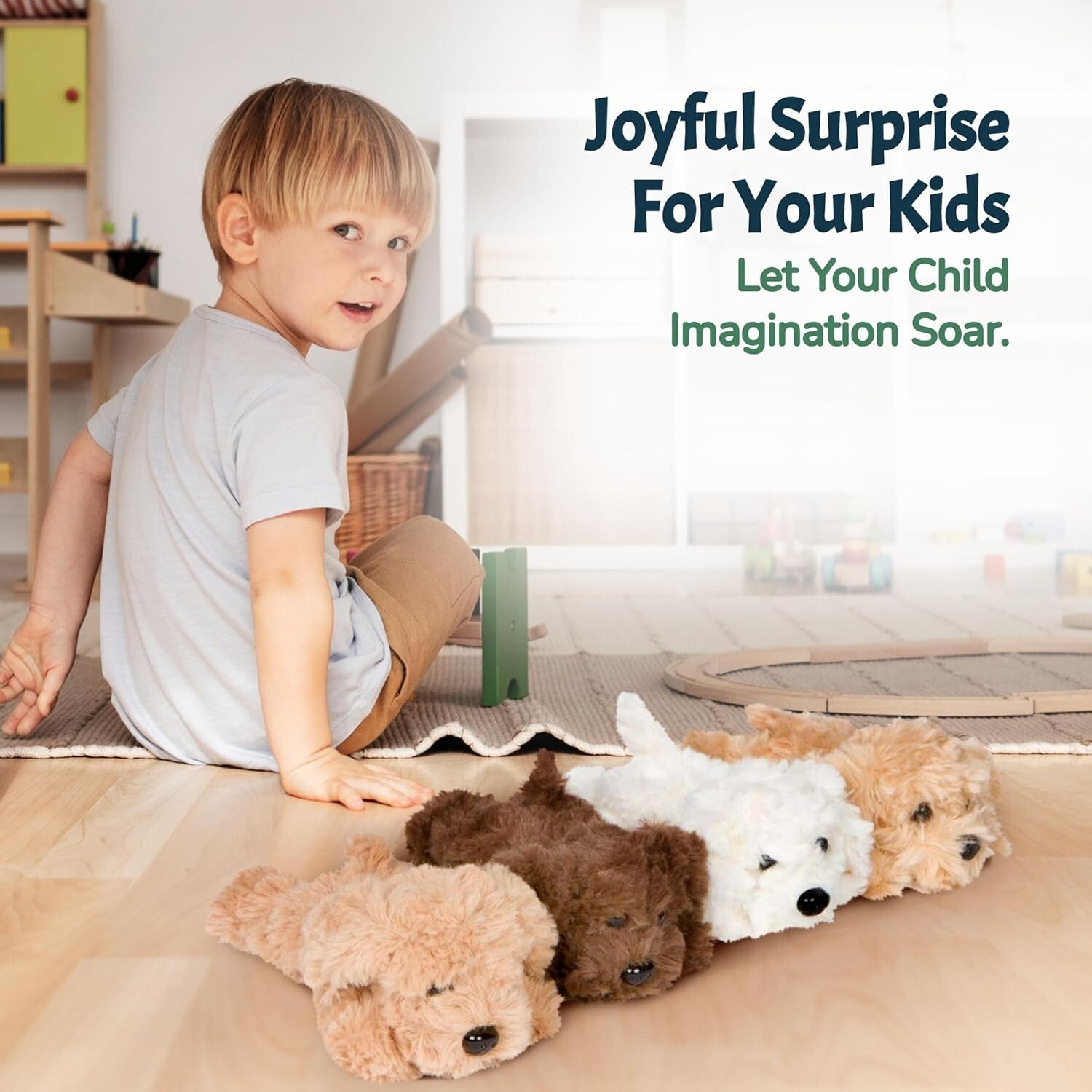 Adopt Your Puppy Family: Enchanting Labradoodle Plush with Four Puppies Included