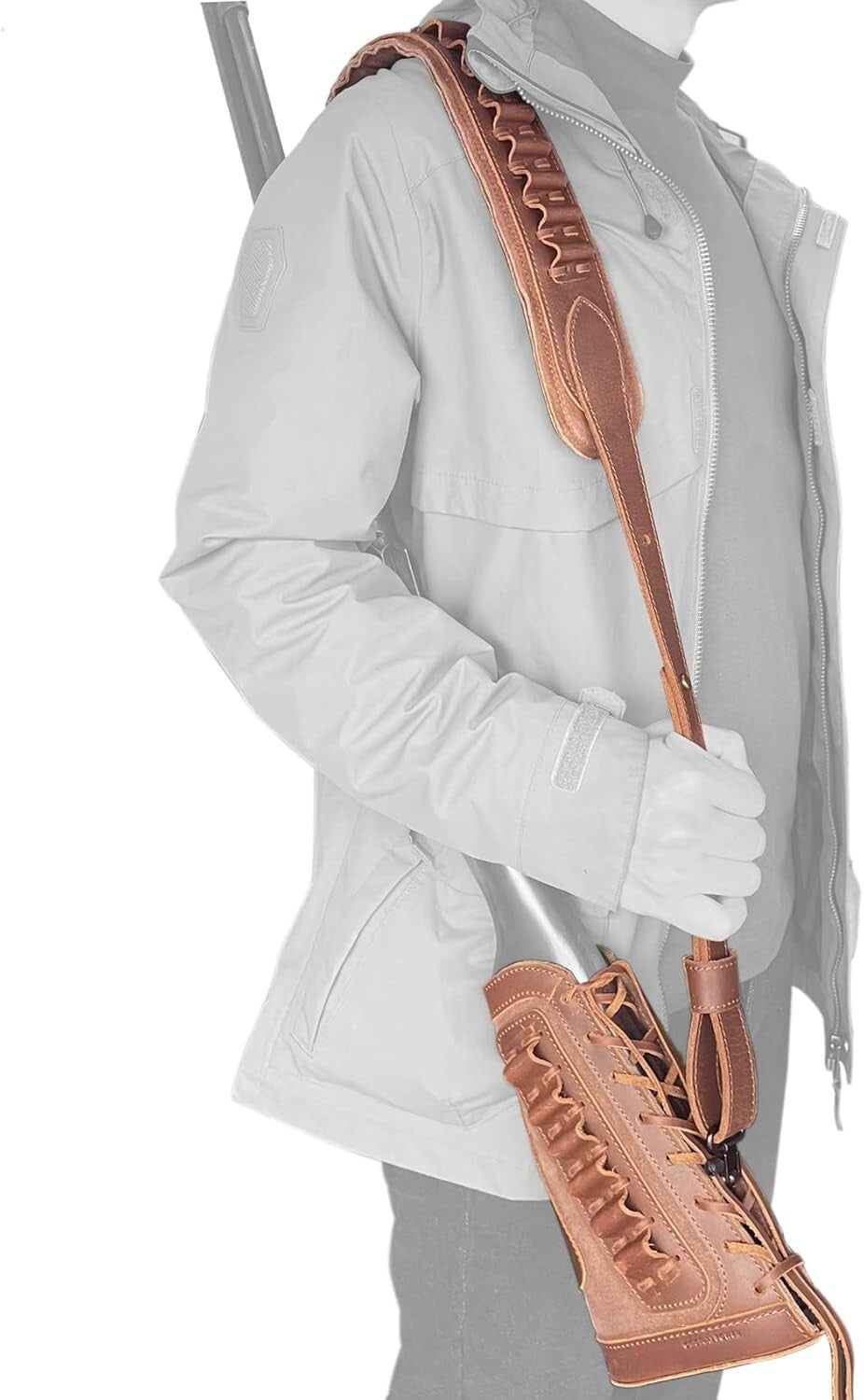 Ergonomic Leather Buttstock with Adjustable Rifle Sling for .30-30 & Beyond