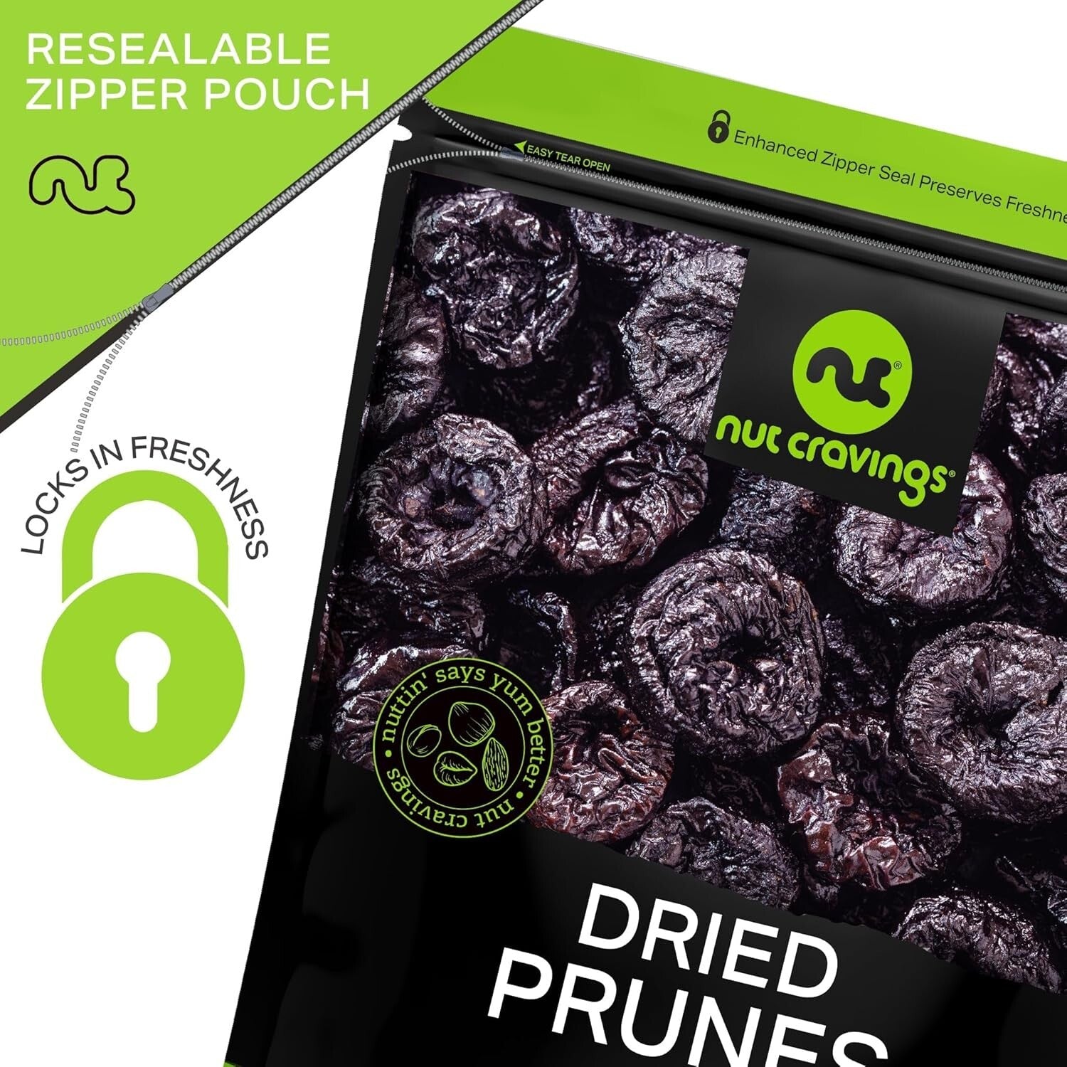 Fresh Dried Pitted Prunes - Unsweetened & Nutritious 80oz Resealable Bag