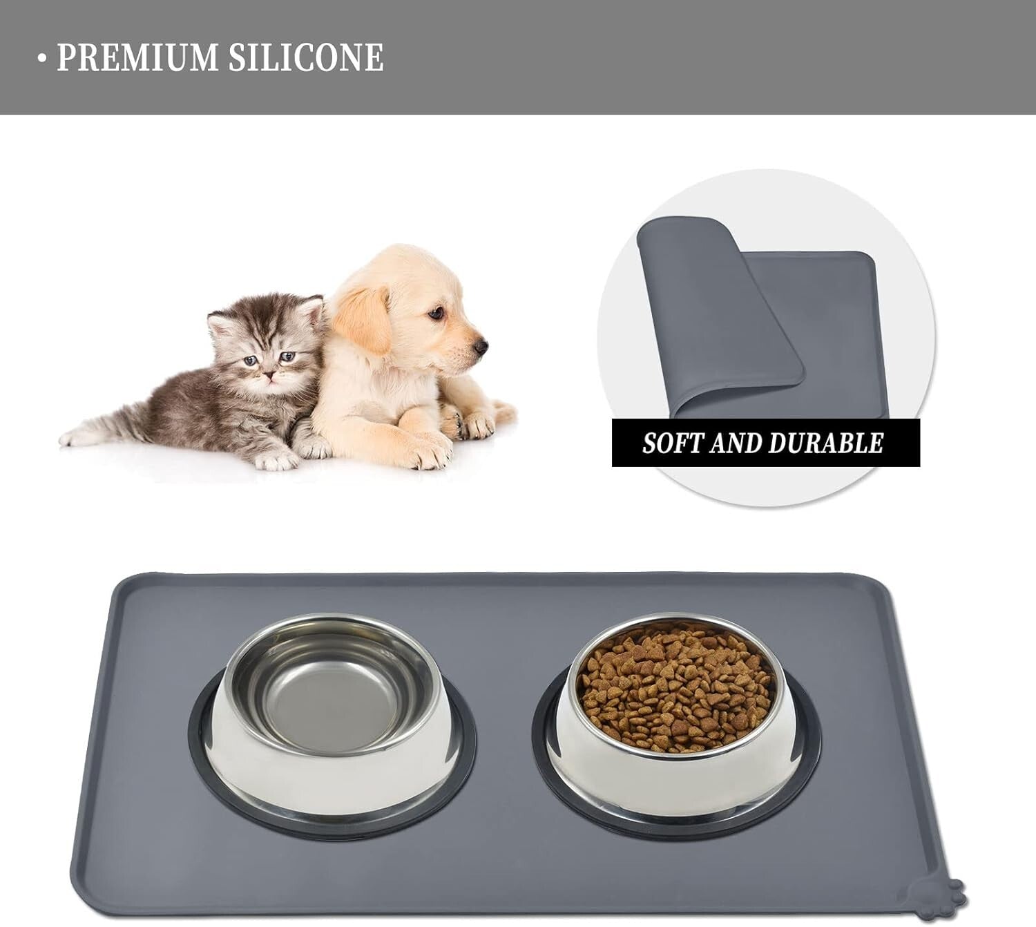 Waterproof Non-Slip Pet Feeding Mat with High Edges for Mess-Free Mealtime