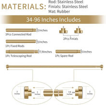 Load image into Gallery viewer, Versatile Gold Tension Shower Rod 34-96 Inches - Ideal for Bathrooms or Kitchens