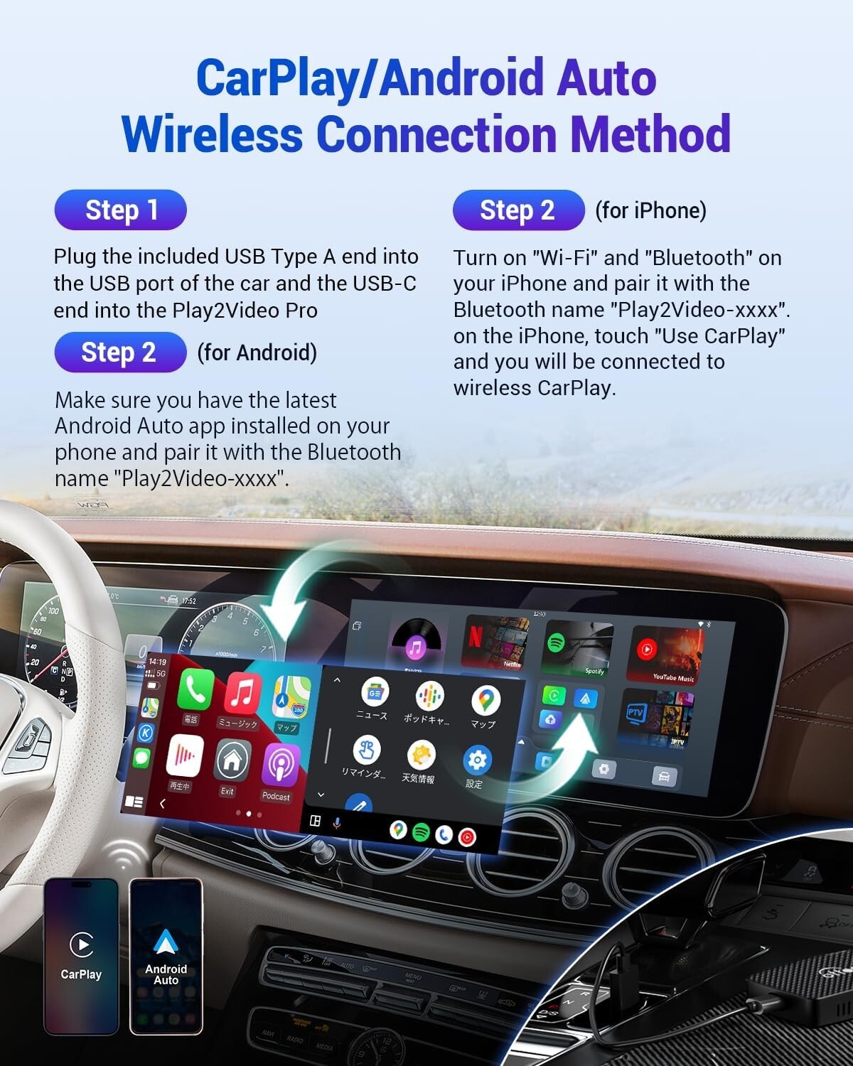 Budget-Friendly Play2Video Pro Adapter for In-Car Entertainment and Streaming