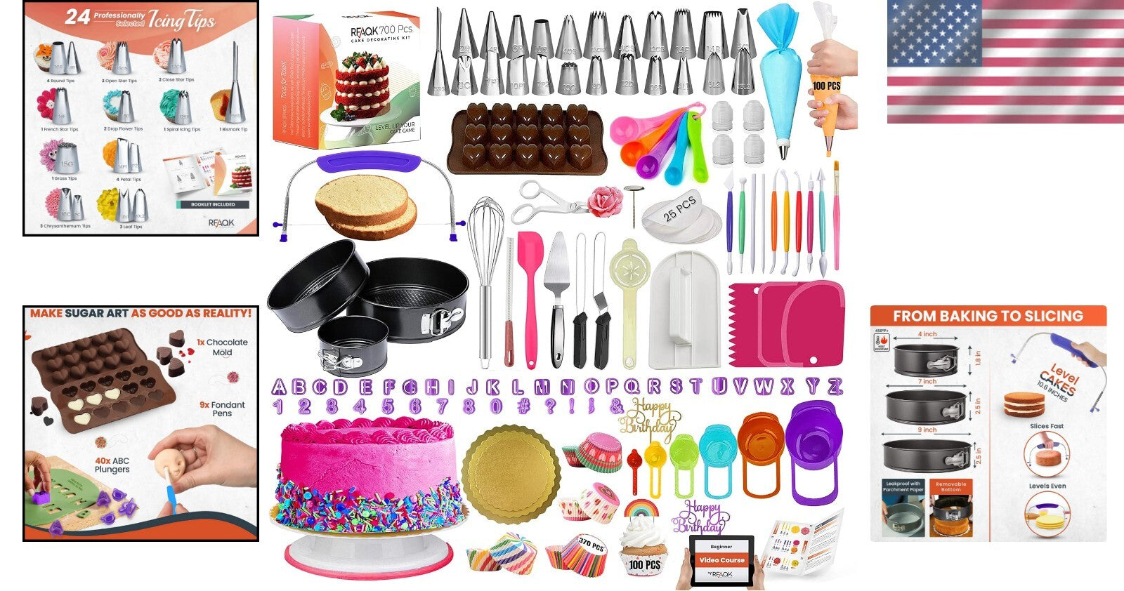 Complete 700PCs Cake Decorating & Baking Supplies - Ideal Gift for Bakers