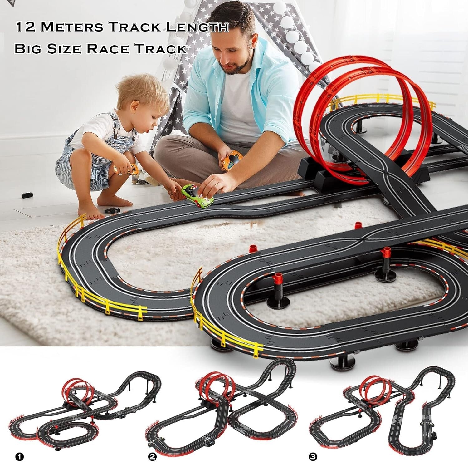 40FT Electric Slot Car Racing Track Set with 4 Cars for Thrilling Racing Fun