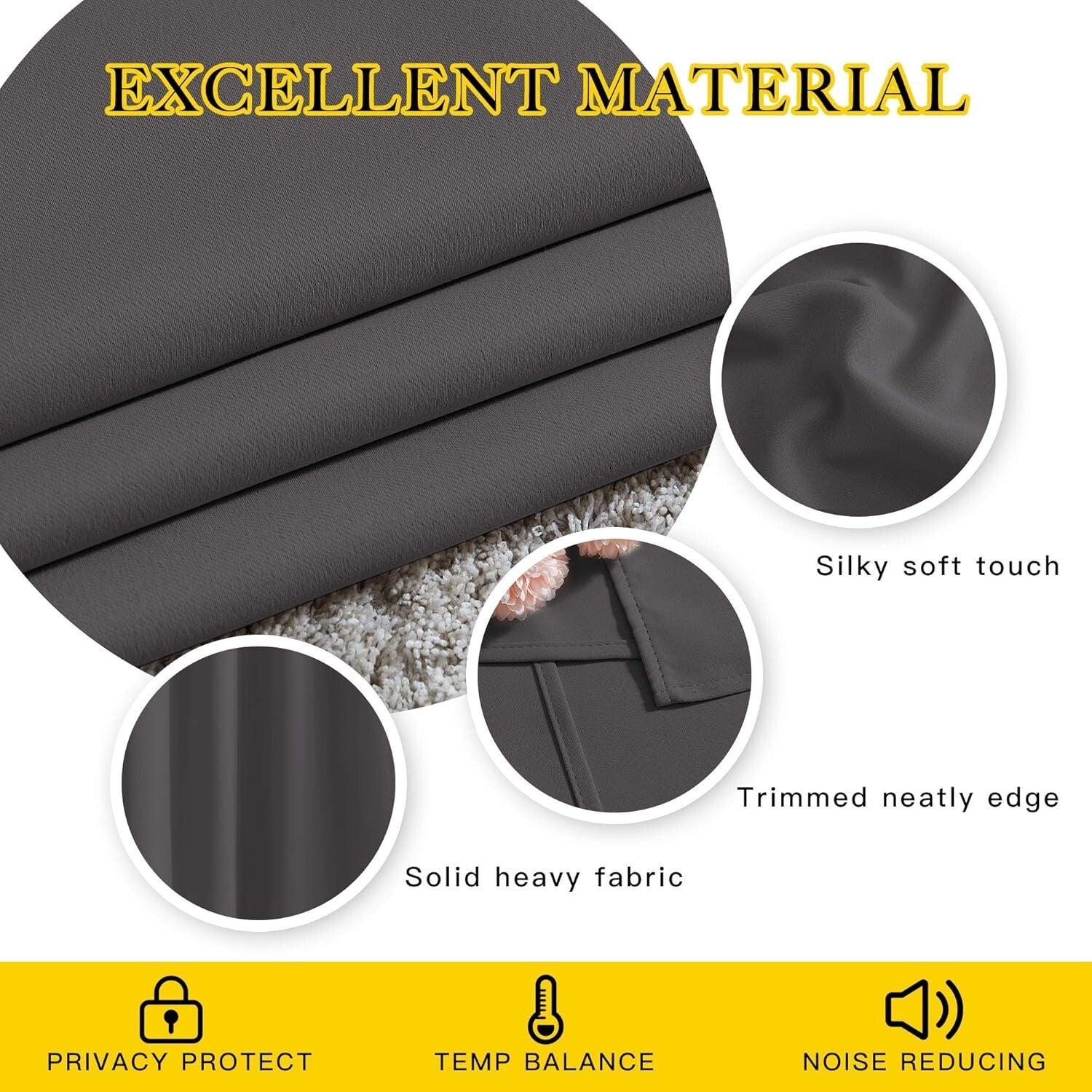 Extra Wide Blackout Curtains, Light Blocking Thermal Insulated Drapes - Set of 2