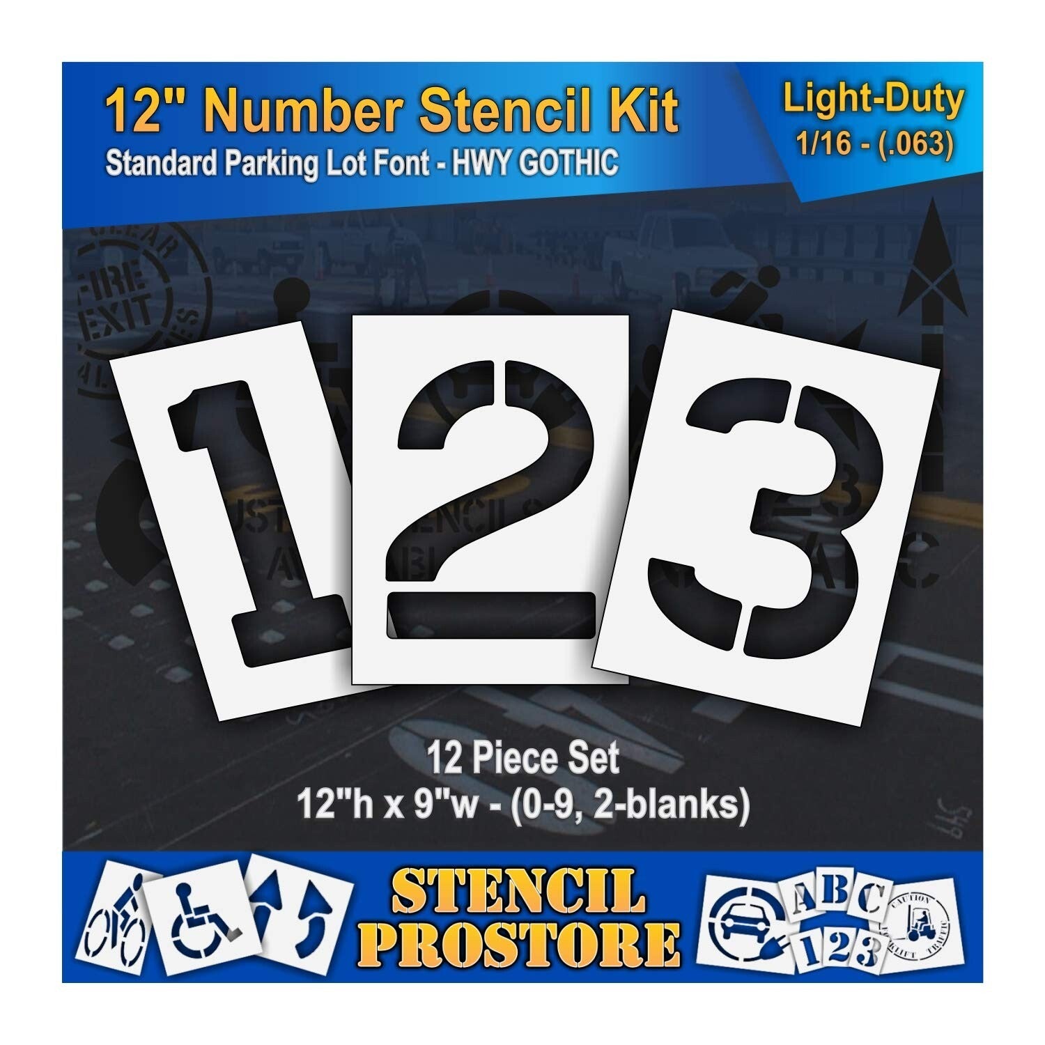 Flexible 12" Number Stencils - 1/16" Thickness Light-Duty Kit for Easy Painting