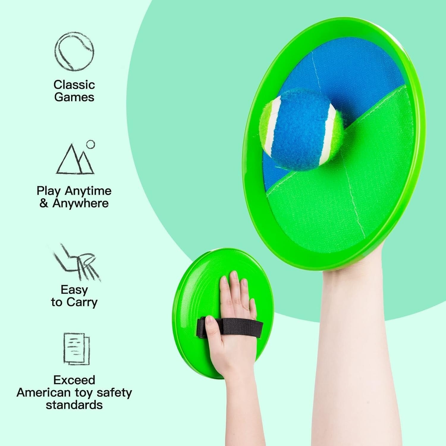 Water-Resistant Toss Game Set - Includes Paddles & Sticky Balls for Kids 3-12