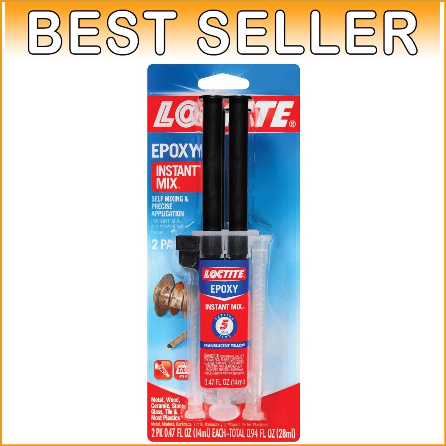 Epoxy Five Minute Instant Mix, 0.47-Fluid Ounce Syringes - 6 Two-Packs