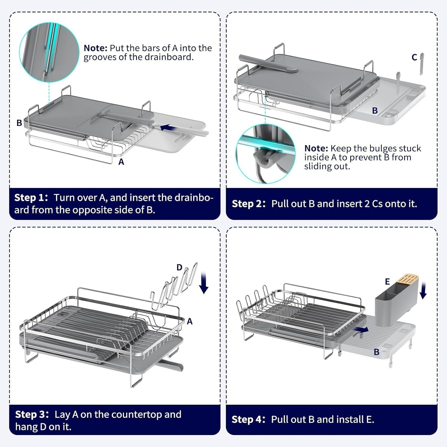 Large Extendable Dish Drying Rack - Rust-Resistant & Adjustable for Counter Use