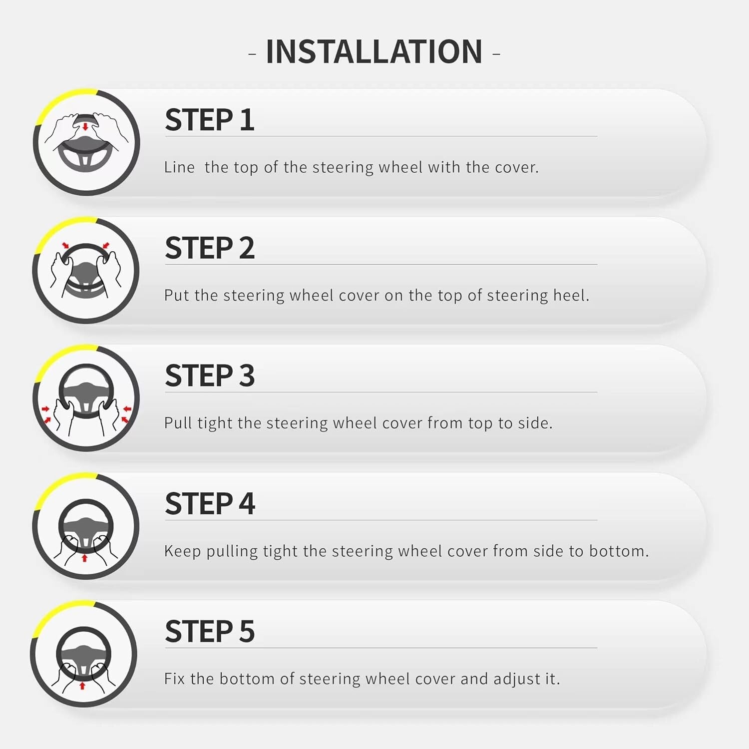 Comfortable Elastic 15" Steering Wheel Cover in Elegant Black & White - 2 Pack