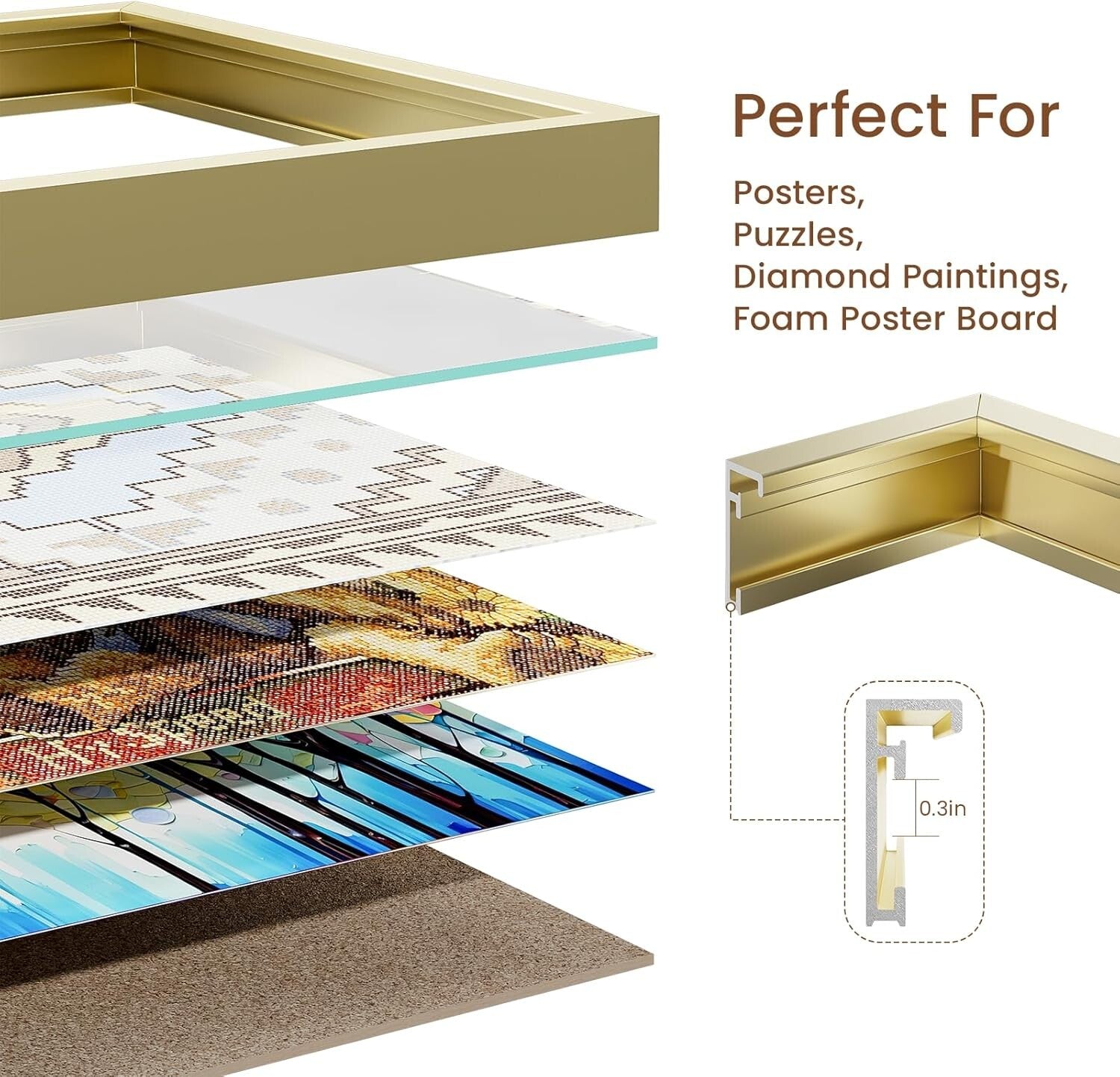 17x23 Gold Aluminum Picture Frame with HD Tempered Glass - Dual Display Elegance