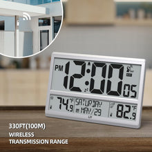 Load image into Gallery viewer, Versatile Jumbo LCD Atomic Clock with Dual Installation &amp; Weatherproof Sensor
