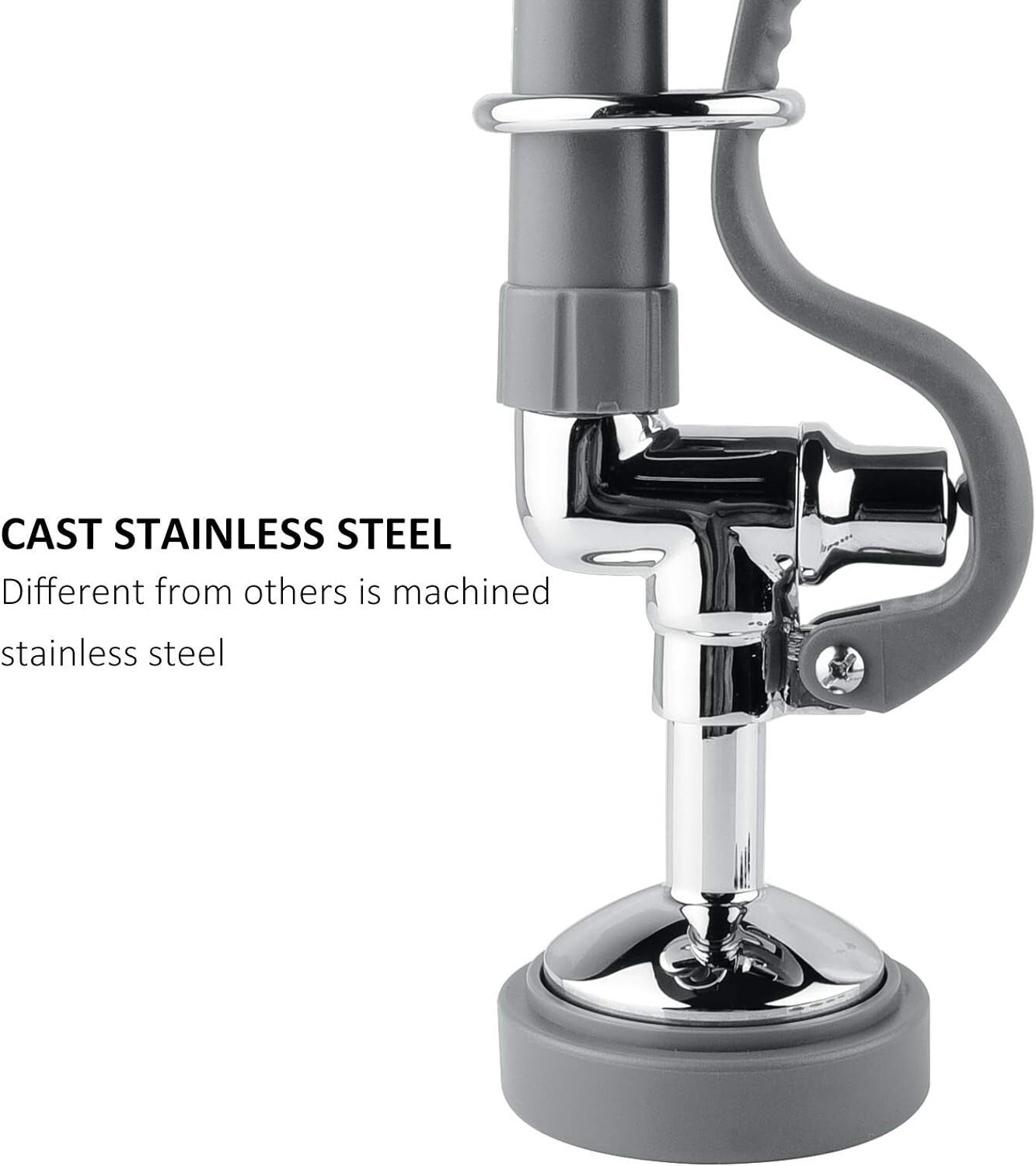 High-Pressure Commercial Faucet Sprayer - Chrome Finish for Kitchen Efficiency