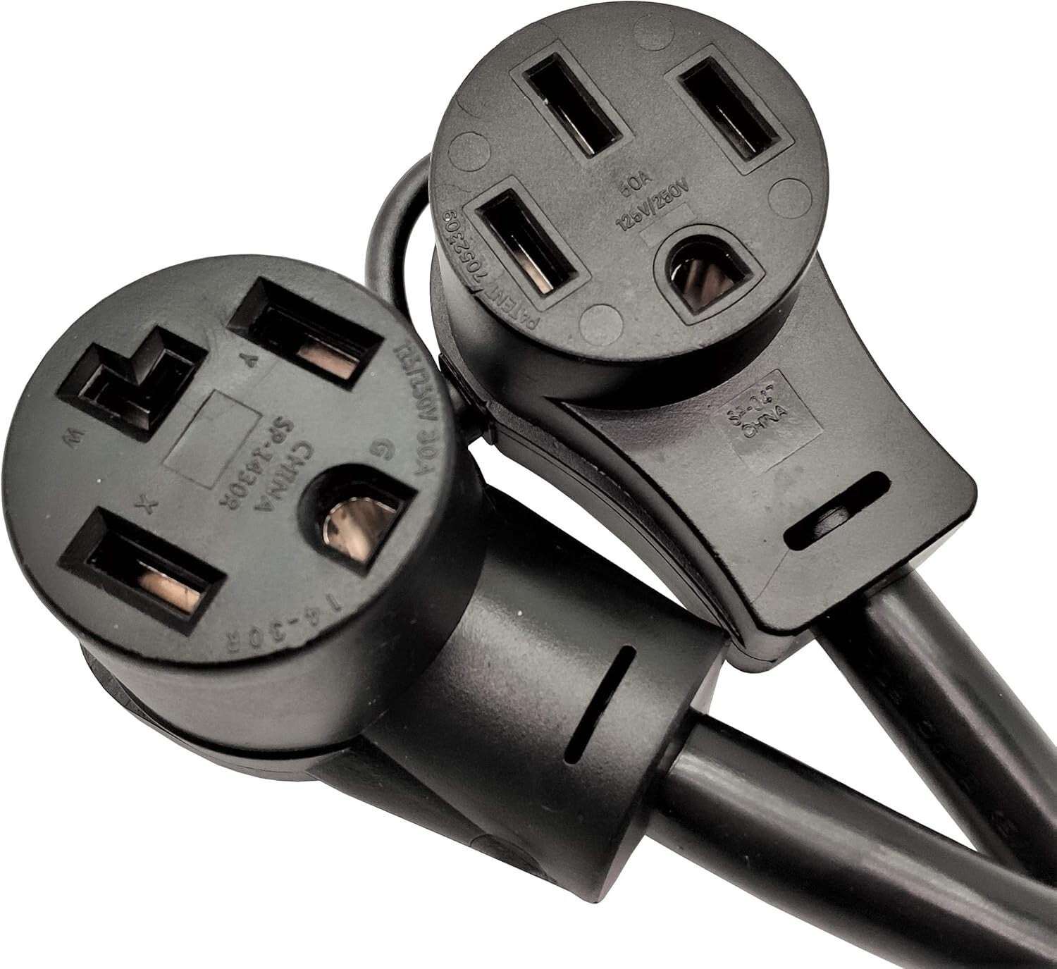 Versatile 30 AMP Dryer Splitter to EV, NEMA 14-30P to 14-30 & 14-50R Cord