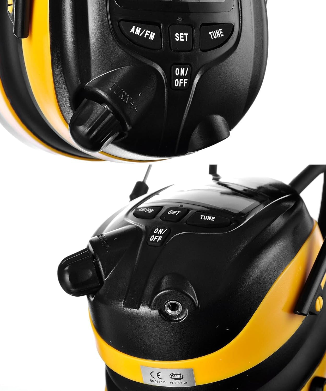 AM/FM Radio Earmuffs with 25dB Noise Reduction and Digital Display for Comfort