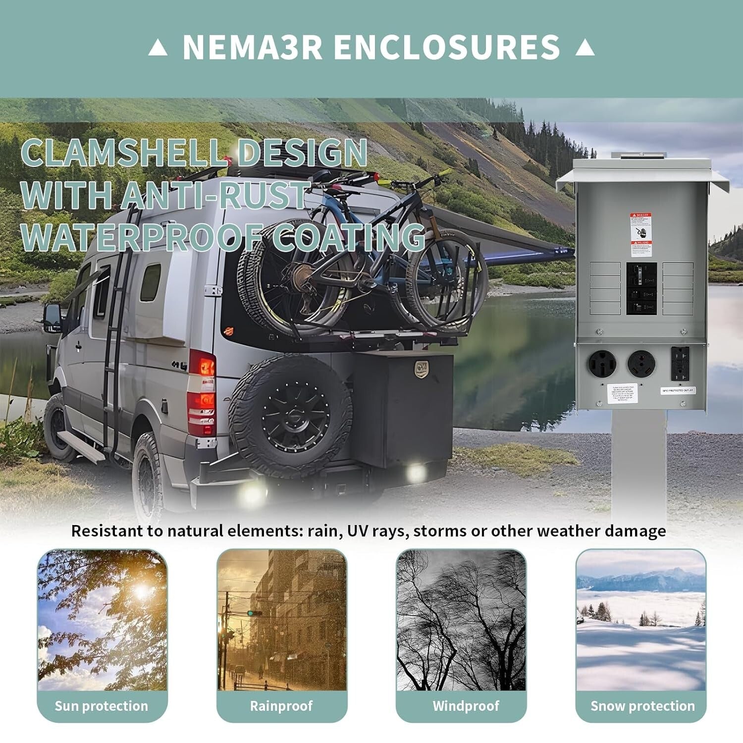 Enhanced Safety 50 Amp Temporary Power Box - Quick Installation & All-Weather