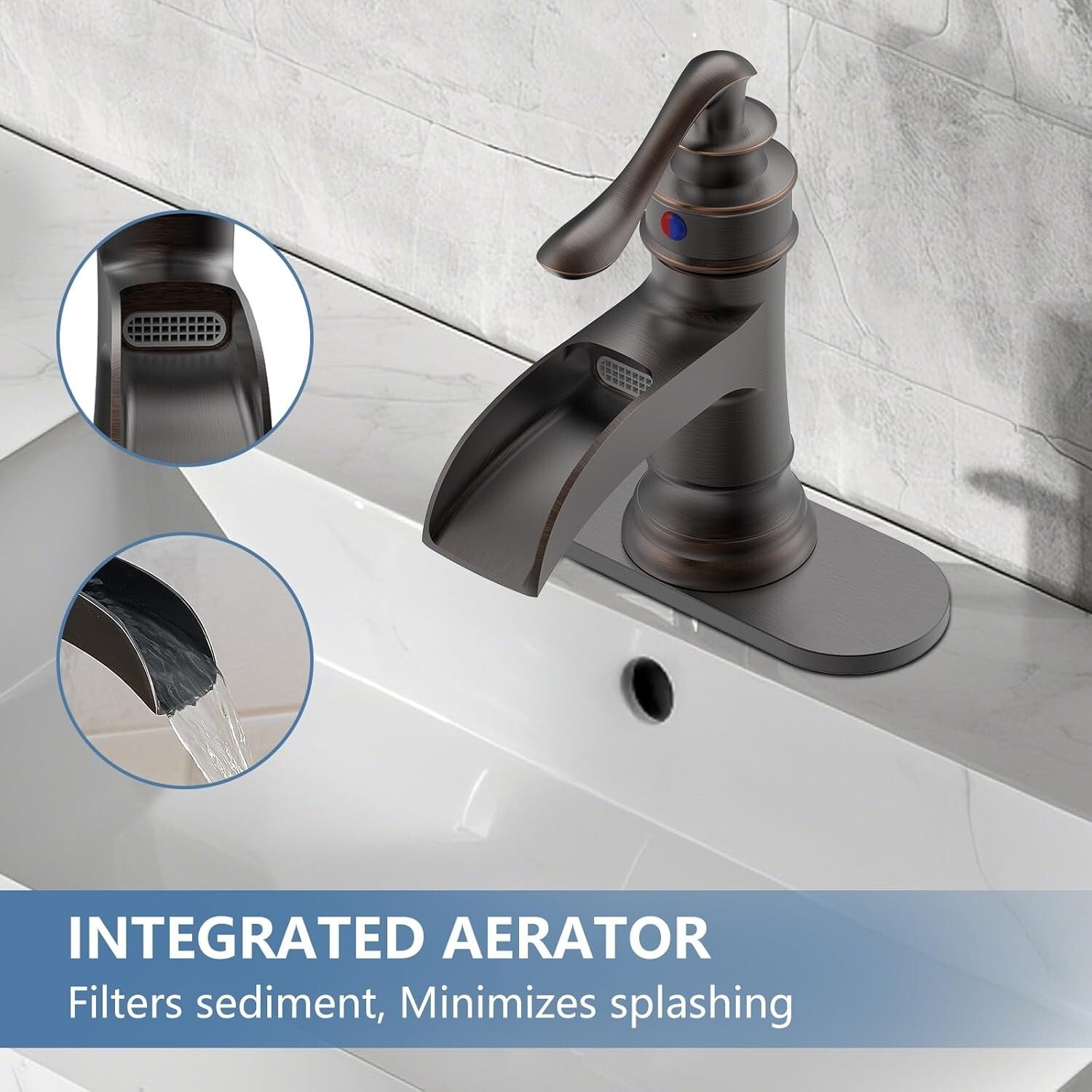 Commercial-Grade Waterfall Faucet with Lever Handle in Oil Rubbed Bronze Finish