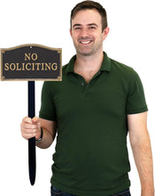 Load image into Gallery viewer, Sleek 5.75" x 9.5" No Soliciting Sign with Lawn Stake - Stylish Yard Decor