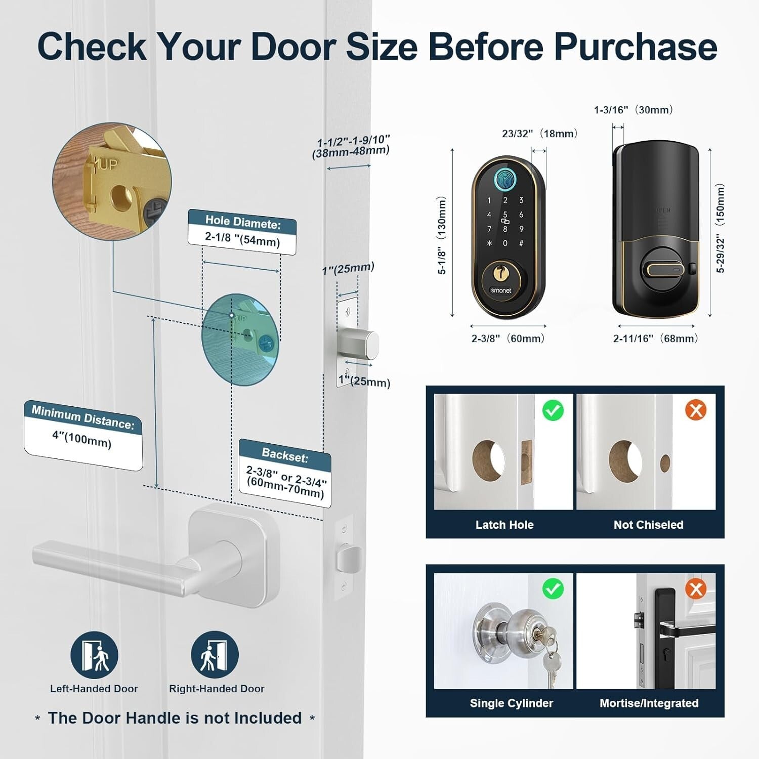 Smart Keyless Entry Door Lock with Fingerprint Recognition & Touchscreen Keypad