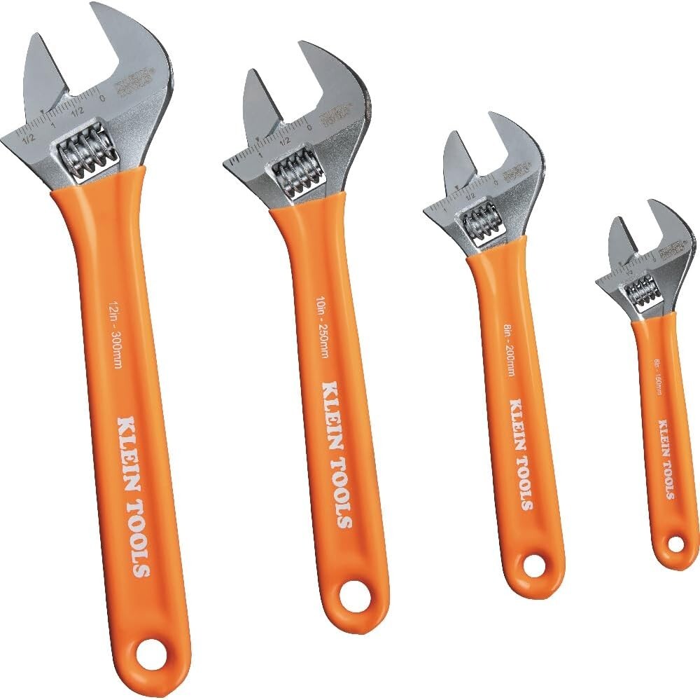 Versatile 4-Piece Adjustable Wrench Kit: 6"," 8", 10", 12" with Comfortable Grip