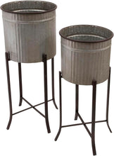 Load image into Gallery viewer, Modern Set of 2 Iron Planters with Stands - Perfect for Your Indoor Jungle