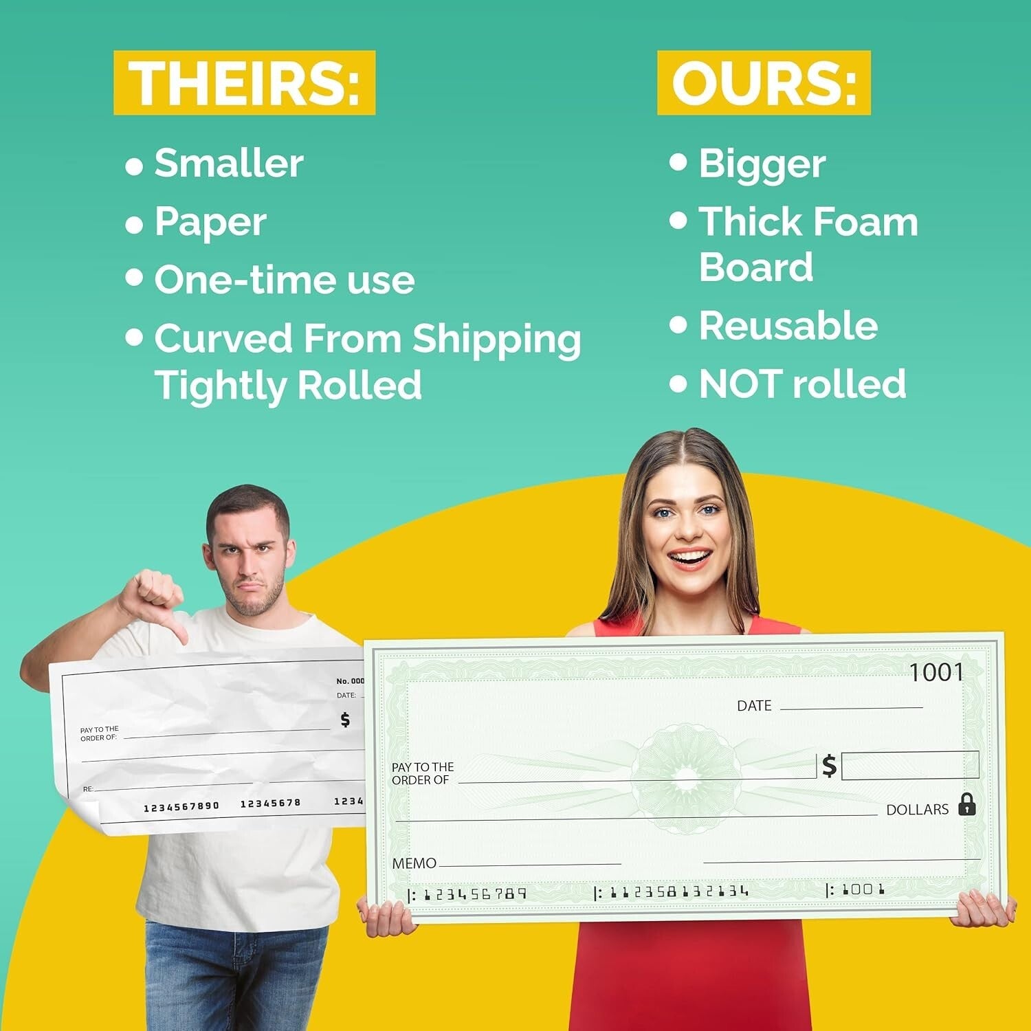 Giant 36x16 Dry Erase Big Check - Perfect for Memorable Presentations