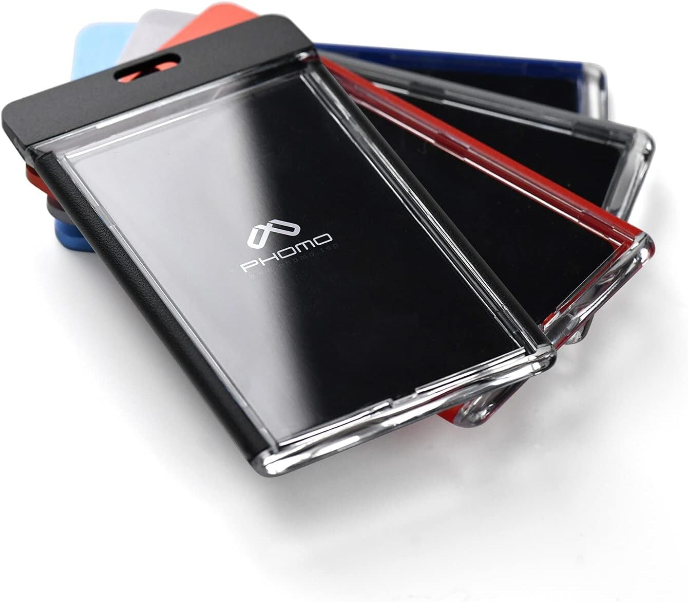 Lightweight ID Badge Holder Wallet with Comfortable Lanyard - Black, 5-Pack