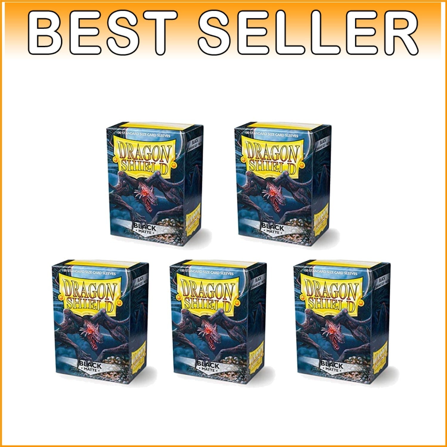 5-Box Matte Black Card Sleeves Bundle - 500 Count for Ultimate Card Protection