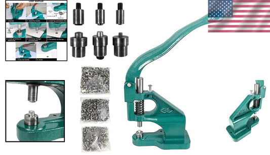 Versatile Eyelet Grommet Punch Tool with 1500 Grommets & Easy Lever Mechanism