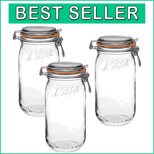 1.5L French Glass Canning Jars with Airtight Lids - Stackable & Dishwasher Safe