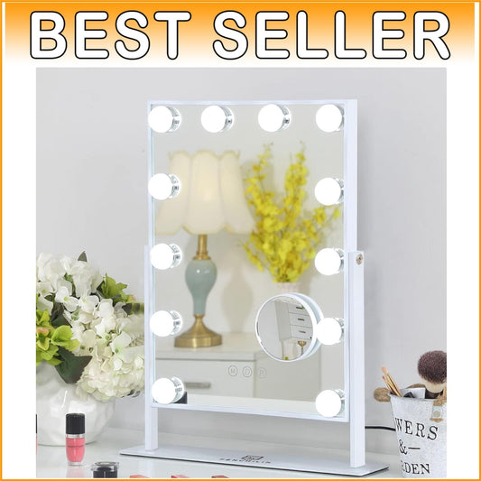 Hollywood Lighted Makeup Mirror with 10X Magnification & Smart Touch Control