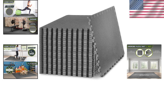 Cushioned 24 Tile Interlocking Exercise Mat - Protective Floor Covering in Blue