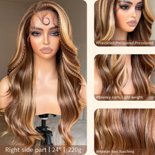 Load image into Gallery viewer, Luxury 24” Honey Blonde Lace Front Wig - Body Wave Synthetic Beauty with Volume