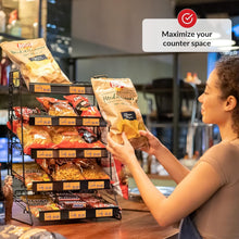 Load image into Gallery viewer, Compact Countertop Snack Organizer - Tiered Rack for Chips and Candy Display