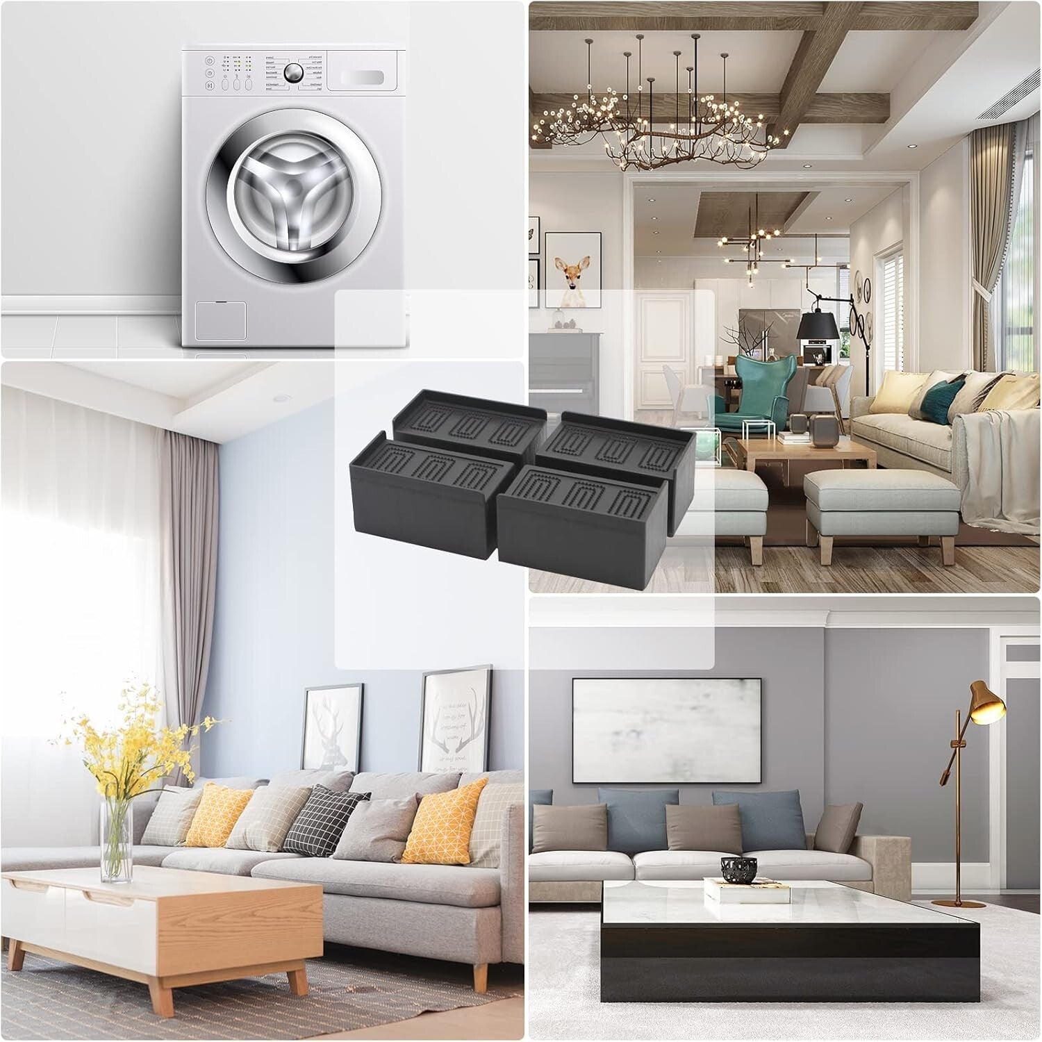 8 Pack Heavy Duty Bed Risers, 5-Inch with Wide L Shape for Furniture Stability