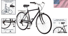 Load image into Gallery viewer, 7-Speed Unisex Hybrid Bike with Retro Steel Frame and Cargo Rack for Easy Riding