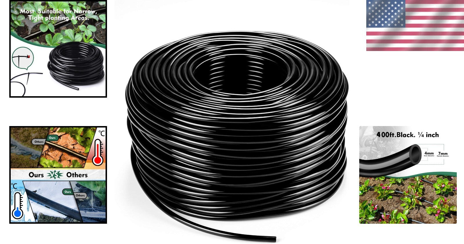 Space-Saving 1/4 Inch Drip Irrigation Tubing - Ideal for Efficient Watering