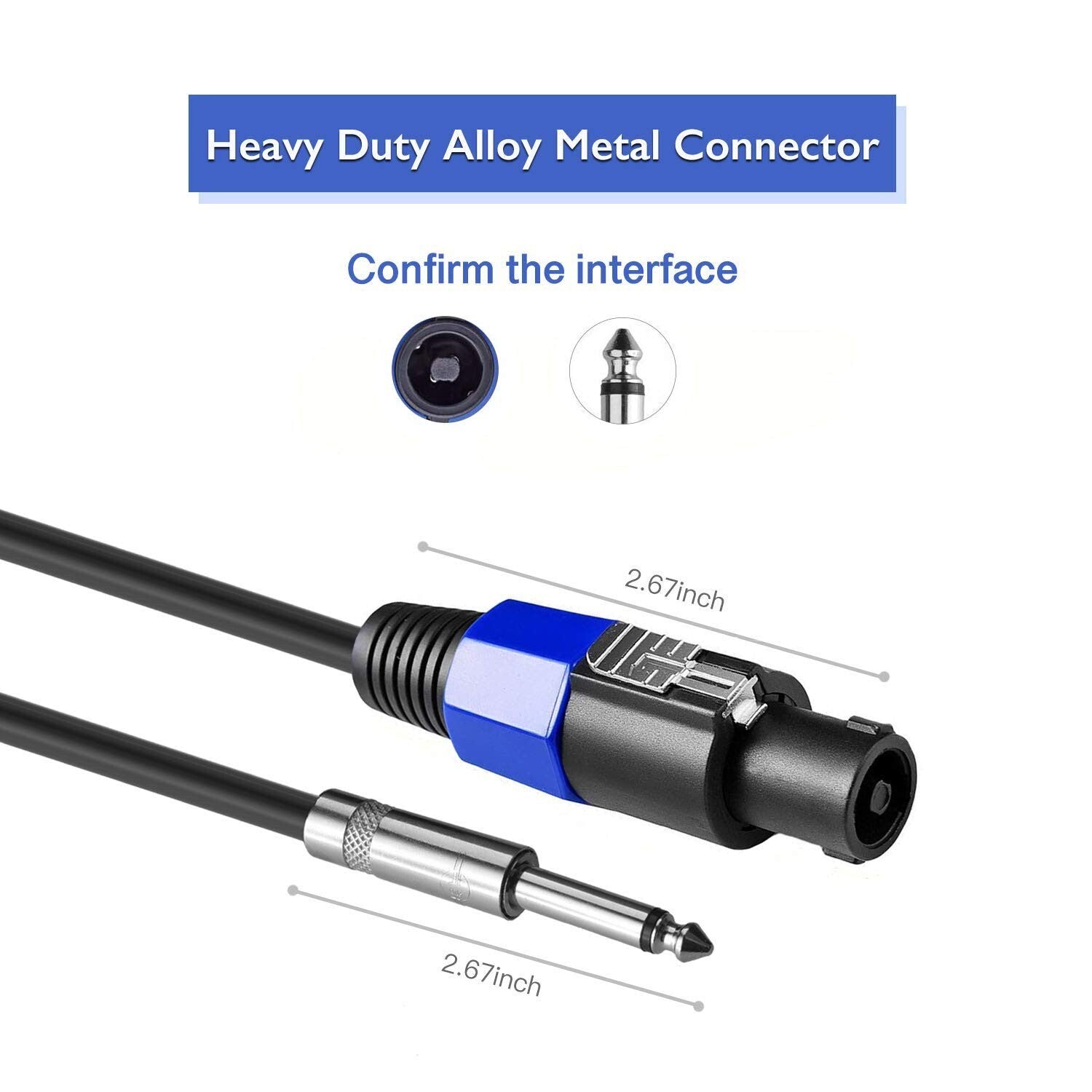 2-Pack 50 ft Speakon to 1/4" Male Speaker Cable - Professional Audio Performance