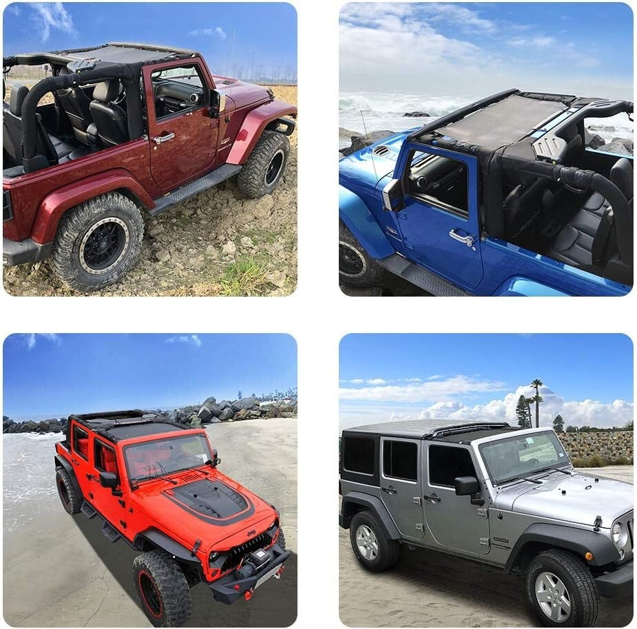 Customizable Jeep Sun Shade Top - Blocks UV Rays & Keeps Interior Cool in Style