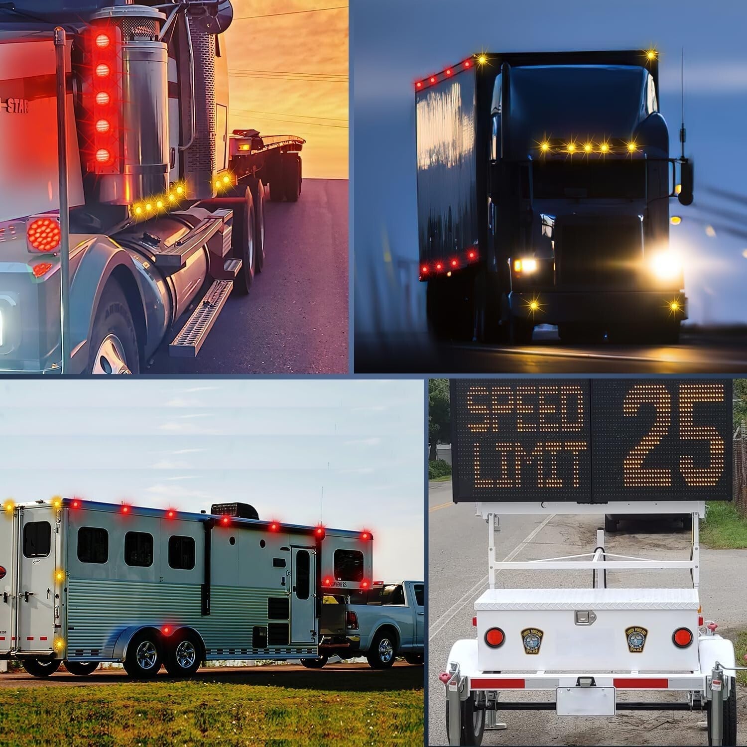 8PCS Flush Mount LED Clearance Lights - Waterproof Design for Trucks & Trailers