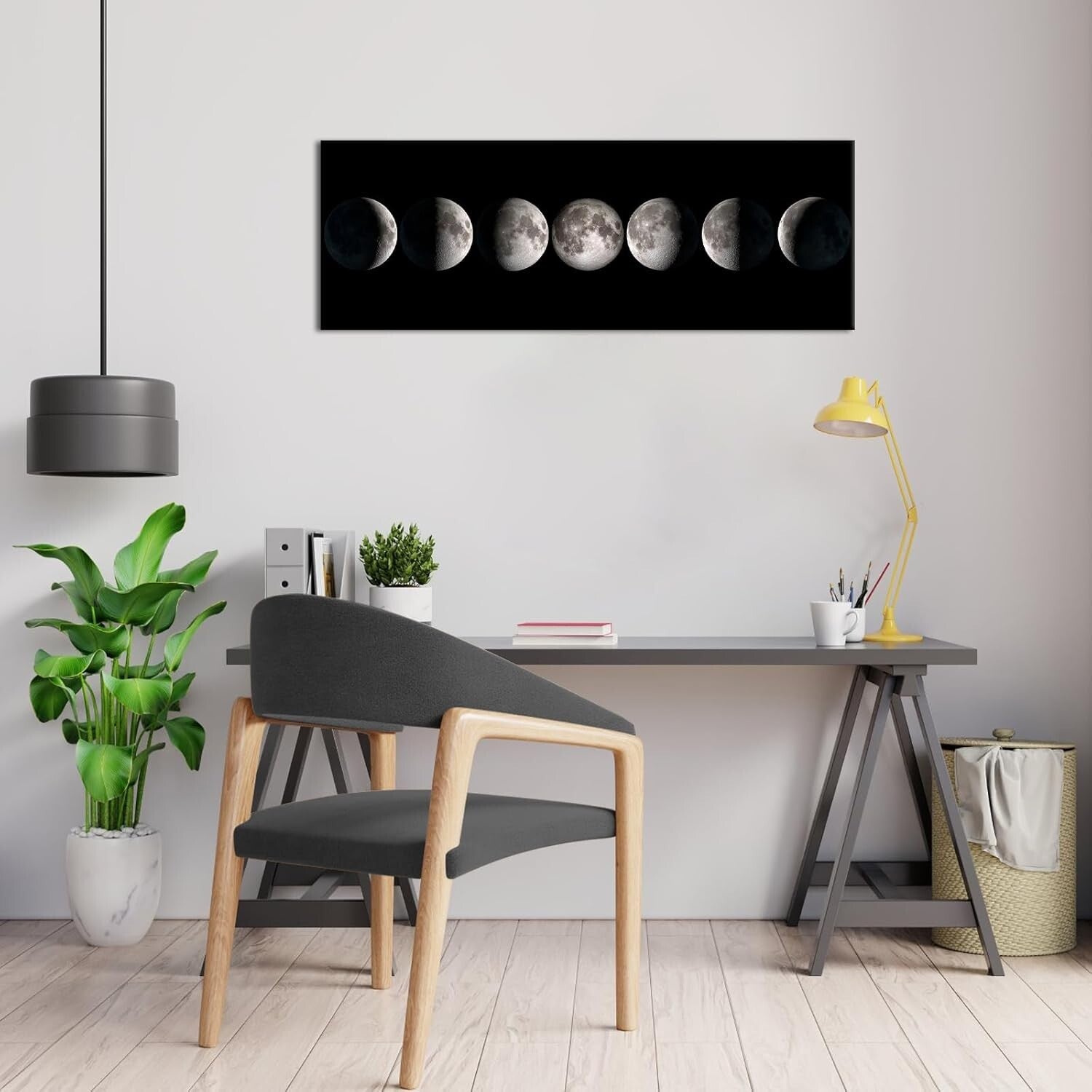Sophisticated 20"x55" Moon Phases Canvas Artwork - Waterproof & Fade-Resistant