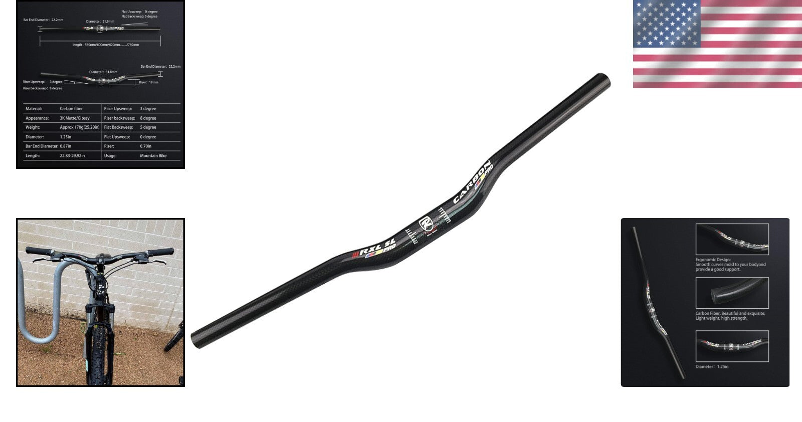 Durable & Lightweight Carbon Fiber MTB Handlebar 680-760mm Riser/Flat Options