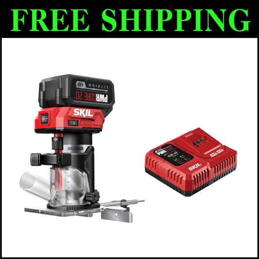 Powerful 20V Brushless Router Kit with Edge Guide & LED Light - Ultimate Control