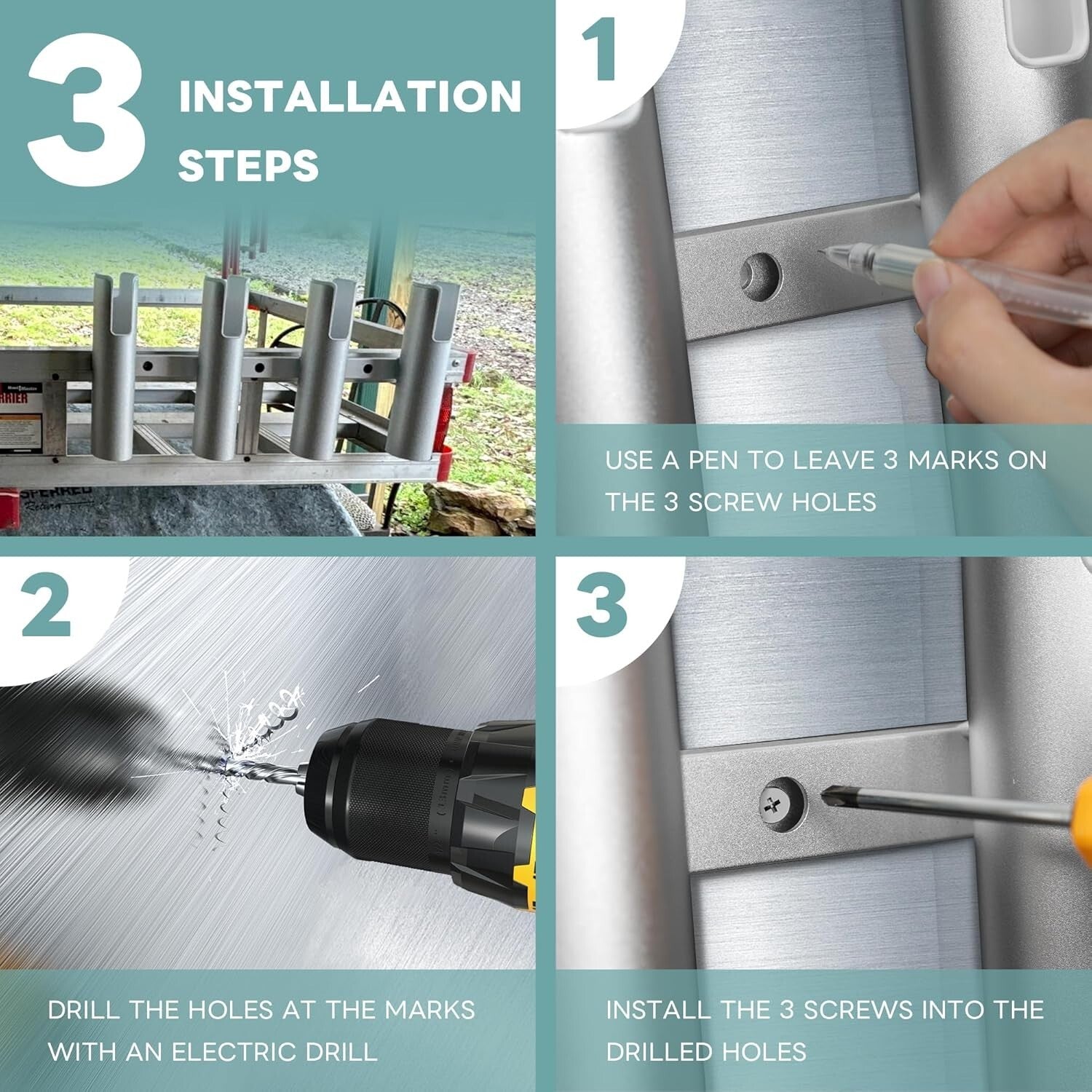 Premium Aluminum Fishing Rod Holder - 4 Rod Capacity with Scratch-Proof Lining