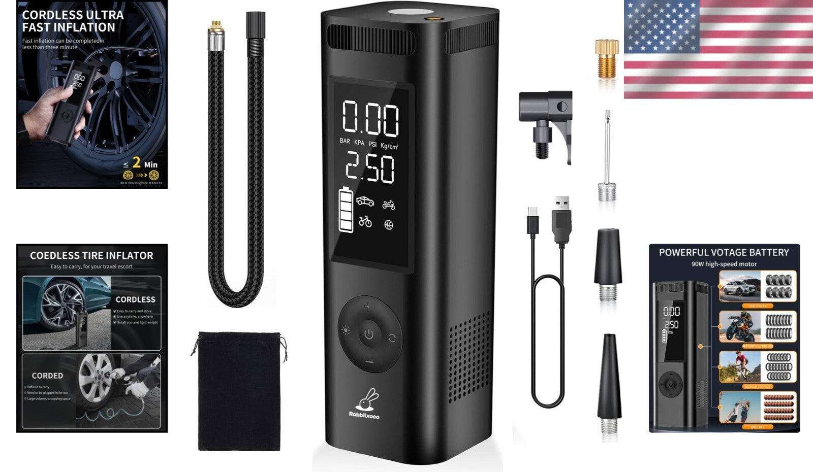 Smart Digital Tire Inflator with Auto Shut-off - Ideal for Cars and Sports